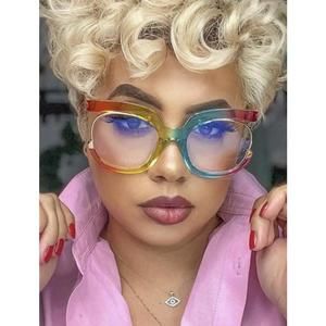 2024 Ins Rainbow Frame Fashion Retro Round Anti Blue Light Women Glasses Vintage